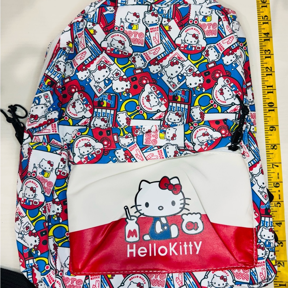 Hello Kitty Red White Blue Patterned Backpack - image 2